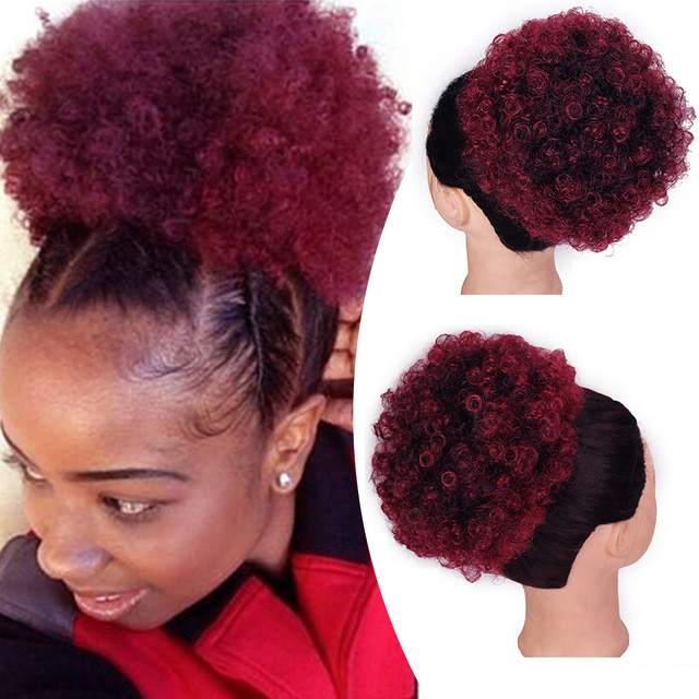 Afro Puff Hair Claw Clip Ponytail Hair Extensions Drawstring Natural Hair Ponytail  Hair Synthetic