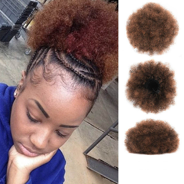 Afro Puff Hair Claw Clip Ponytail Hair Extensions Drawstring Natural Hair Ponytail  Hair Synthetic