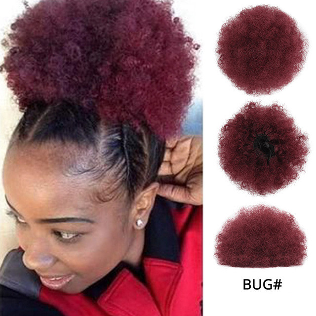 Afro Puff Hair Claw Clip Ponytail Hair Extensions Drawstring Natural Hair Ponytail  Hair Synthetic