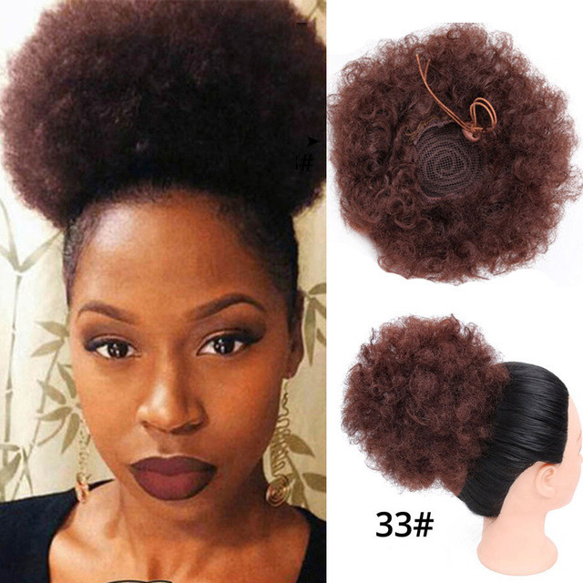 Afro Puff Hair Claw Clip Ponytail Hair Extensions Drawstring Natural Hair Ponytail  Hair Synthetic