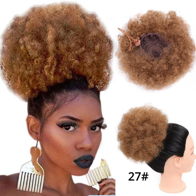 Afro Puff Hair Claw Clip Ponytail Hair Extensions Drawstring Natural Hair Ponytail  Hair Synthetic