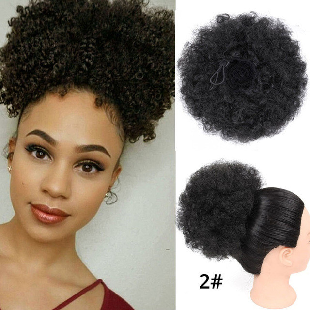 Afro Puff Hair Claw Clip Ponytail Hair Extensions Drawstring Natural Hair Ponytail  Hair Synthetic