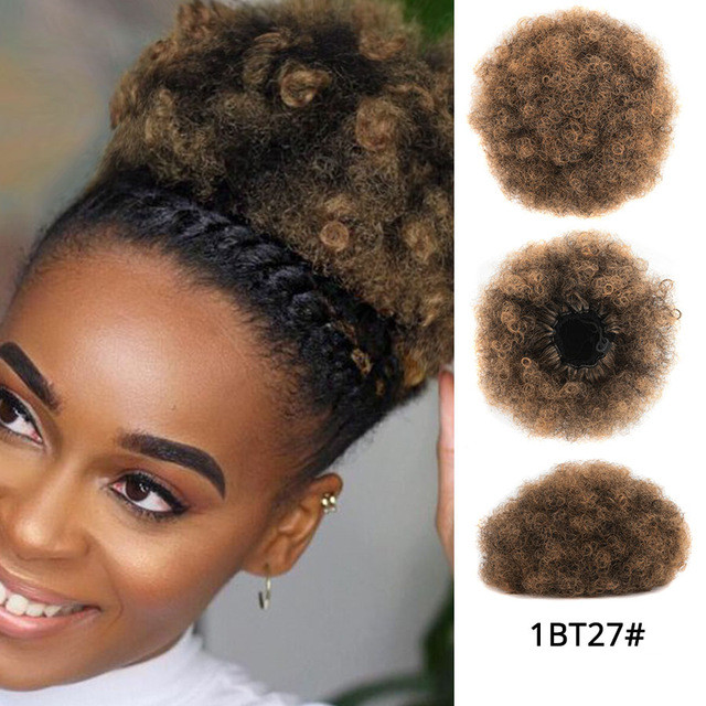 Afro Puff Hair Claw Clip Ponytail Hair Extensions Drawstring Natural Hair Ponytail  Hair Synthetic