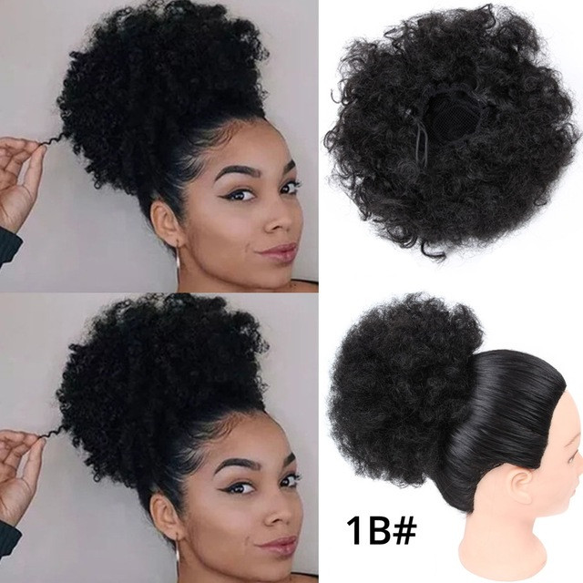 Afro Puff Hair Claw Clip Ponytail Hair Extensions Drawstring Natural Hair Ponytail  Hair Synthetic