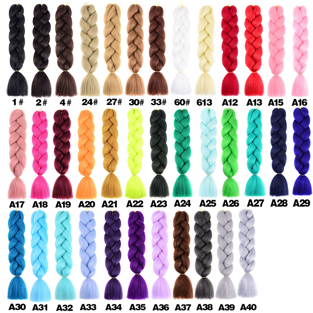 Black Red Silver  Colored Jumbo Braids Hair Extension Heat Resistant Fiber Synthetic Braiding Hair