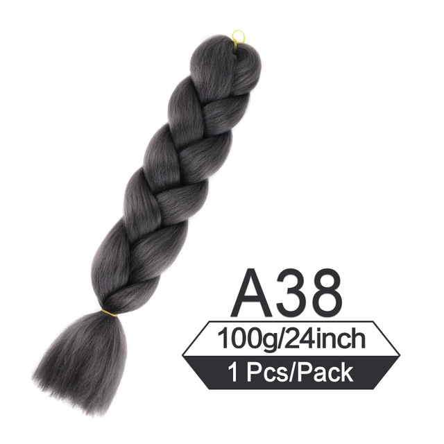 Black Red Silver  Colored Jumbo Braids Hair Extension Heat Resistant Fiber Synthetic Braiding Hair