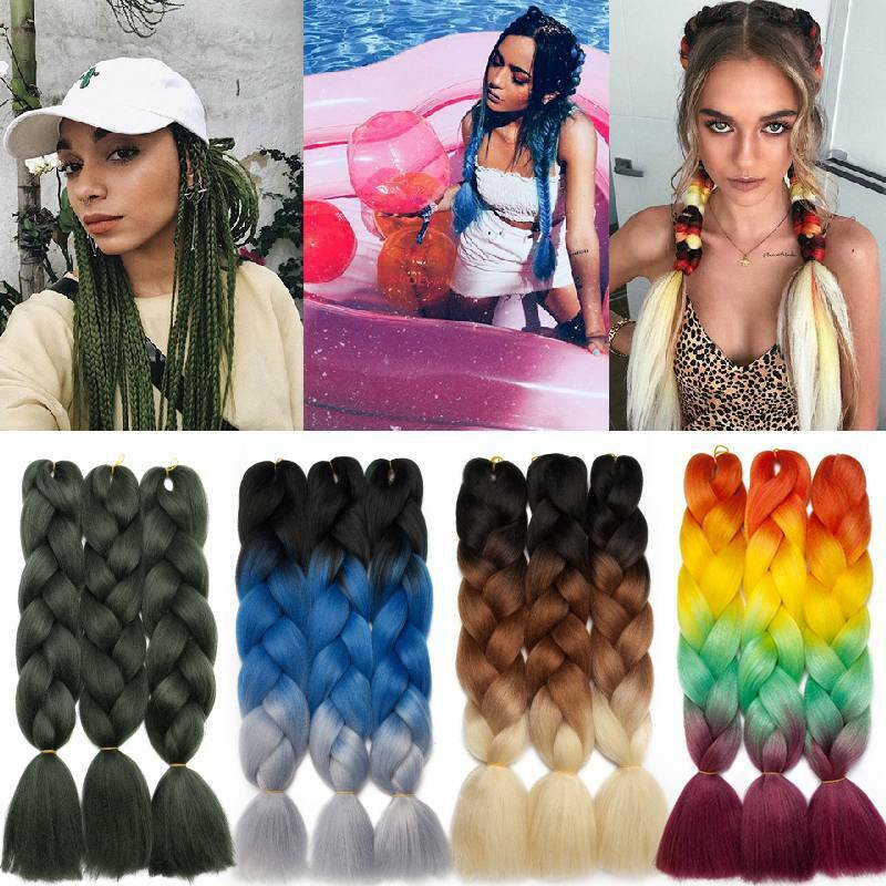 24 inch Jumbo Braiding Hair Afro Ombre Synthetic Crochet Hair Extension  Box Twist Braids Dreadlocks