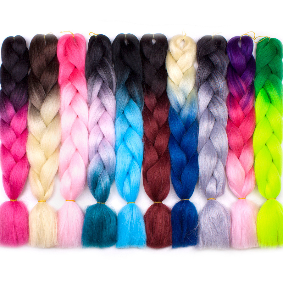 24 inch Jumbo Braiding Hair Afro Ombre Synthetic Crochet Hair Extension  Box Twist Braids Dreadlocks
