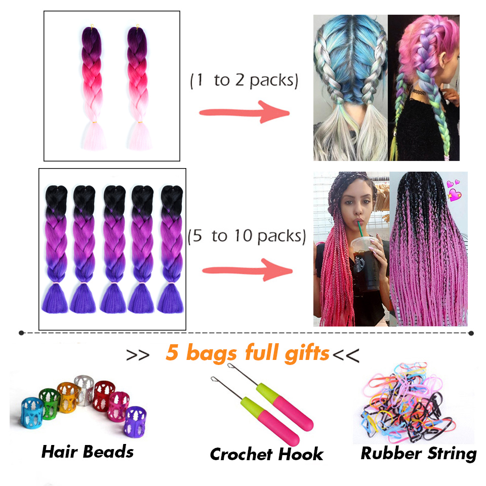 24 inch Jumbo Braiding Hair Afro Ombre Synthetic Crochet Hair Extension  Box Twist Braids Dreadlocks
