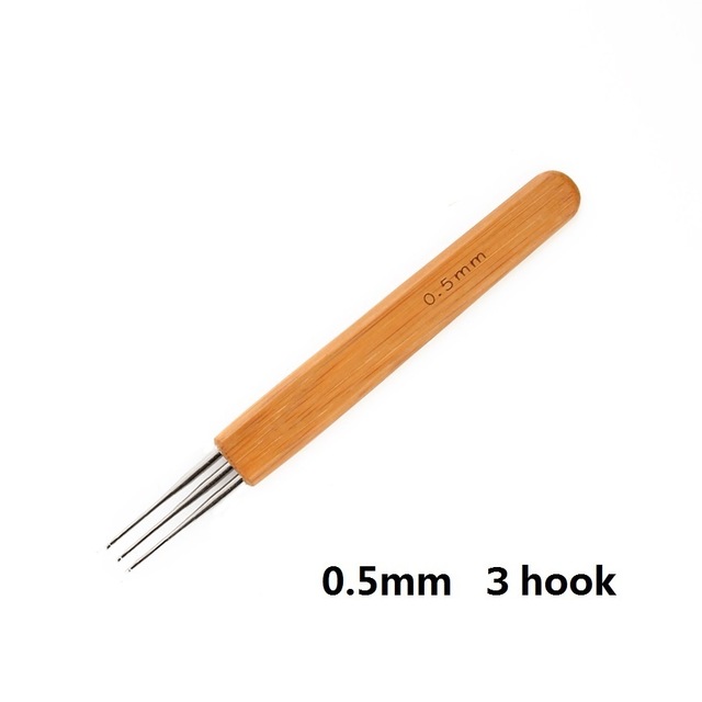 Crochet Hook For Dreadlocks Wig Needle 1/2/3 Hook Needle Hair Extension Tool Braider  Bamboo Needle