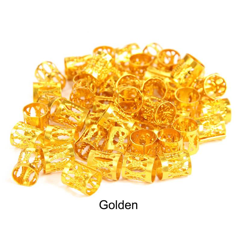 100/pcs Bun spring headband ring braids clip hair Mix Silver Golden Plated Hair  Dreadlock Beads