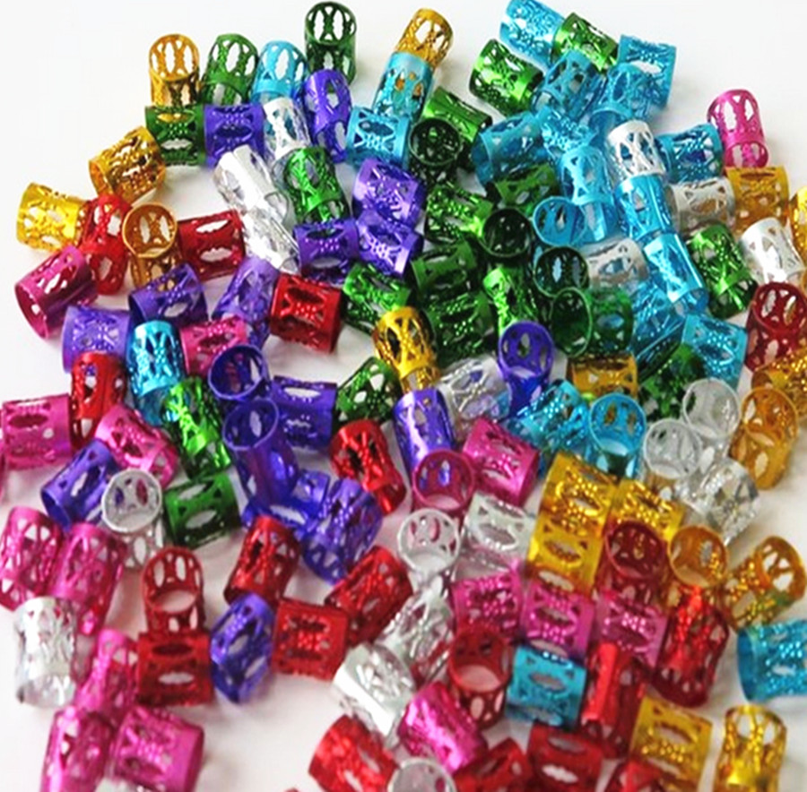 100/pcs Bun spring headband ring braids clip hair Mix Silver Golden Plated Hair  Dreadlock Beads