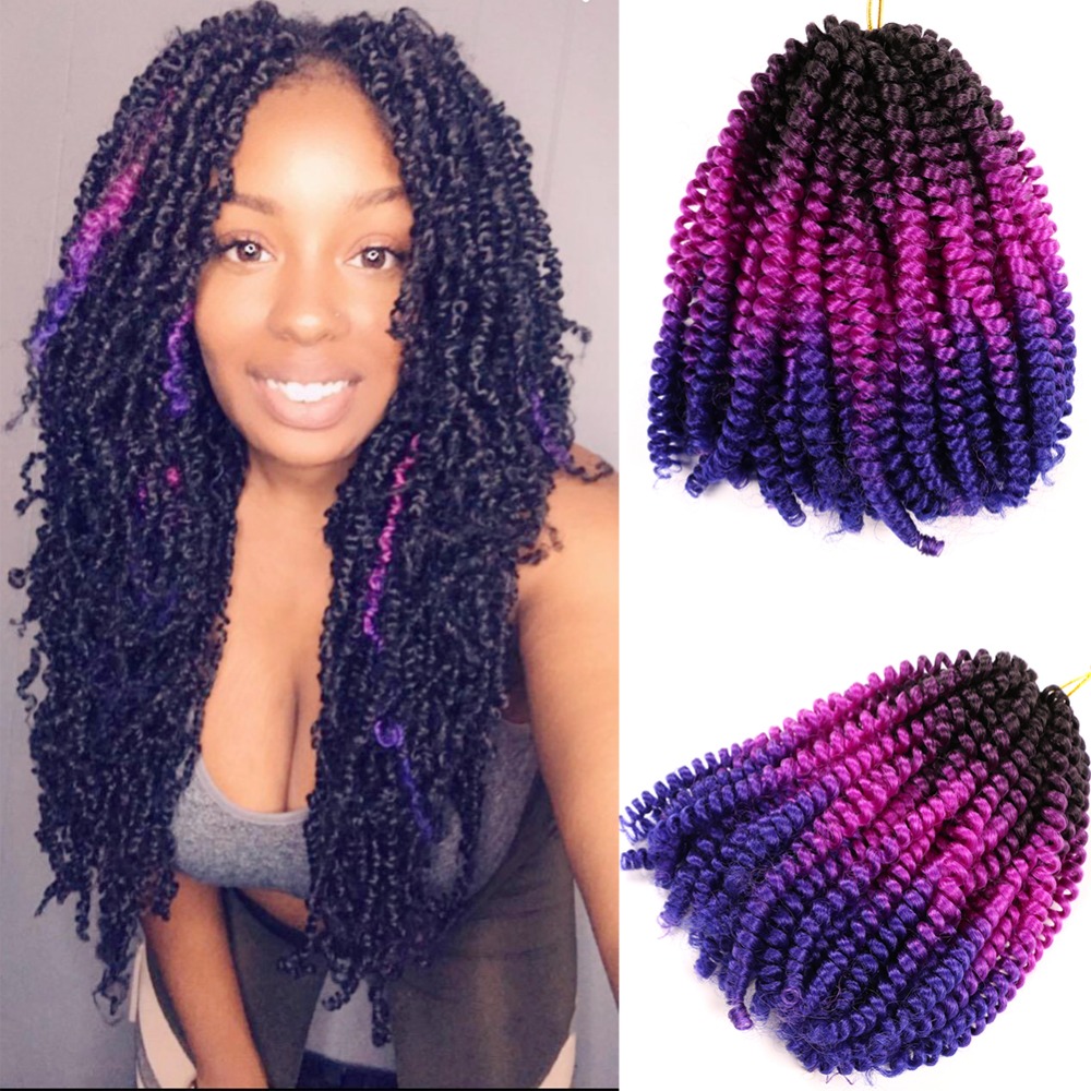 Crochet Passion Fluffy Ombre Color Spring Twist Kanekalon Pre Stretched Braiding Hair Extensions