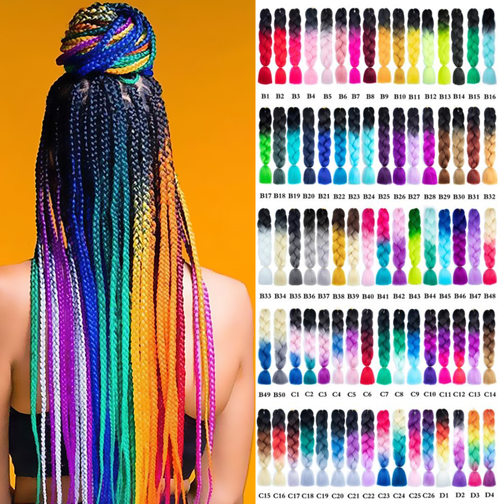 24 inch Jumbo Braiding Hair Afro Ombre Synthetic Crochet Hair Extension  Box Twist Braids Dreadlocks