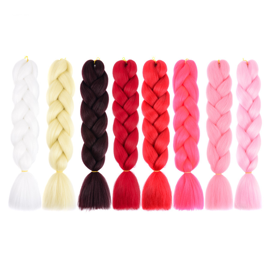 Black Red Silver  Colored Jumbo Braids Hair Extension Heat Resistant Fiber Synthetic Braiding Hair