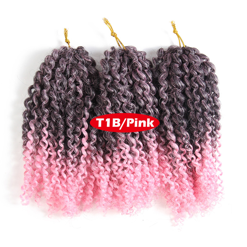 Marlybob Crochet Hair 3Pcs/Lot Afro Kinky Curly  Hair 8inch Synthetic Ombre Braiding Hair Extensions