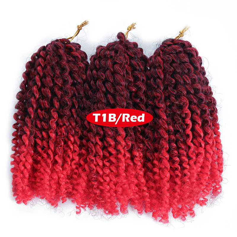 Marlybob Crochet Hair 3Pcs/Lot Afro Kinky Curly  Hair 8inch Synthetic Ombre Braiding Hair Extensions