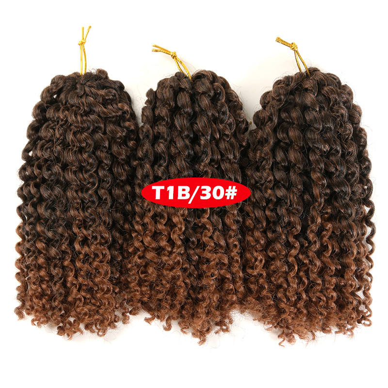 Marlybob Crochet Hair 3Pcs/Lot Afro Kinky Curly  Hair 8inch Synthetic Ombre Braiding Hair Extensions