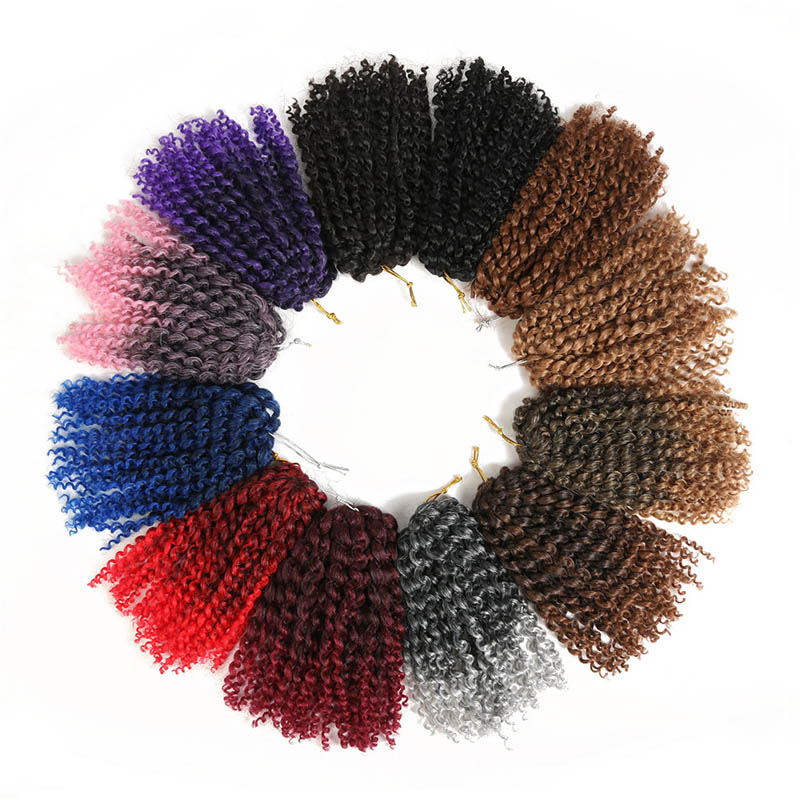 Marlybob Crochet Hair 3Pcs/Lot Afro Kinky Curly  Hair 8inch Synthetic Ombre Braiding Hair Extensions
