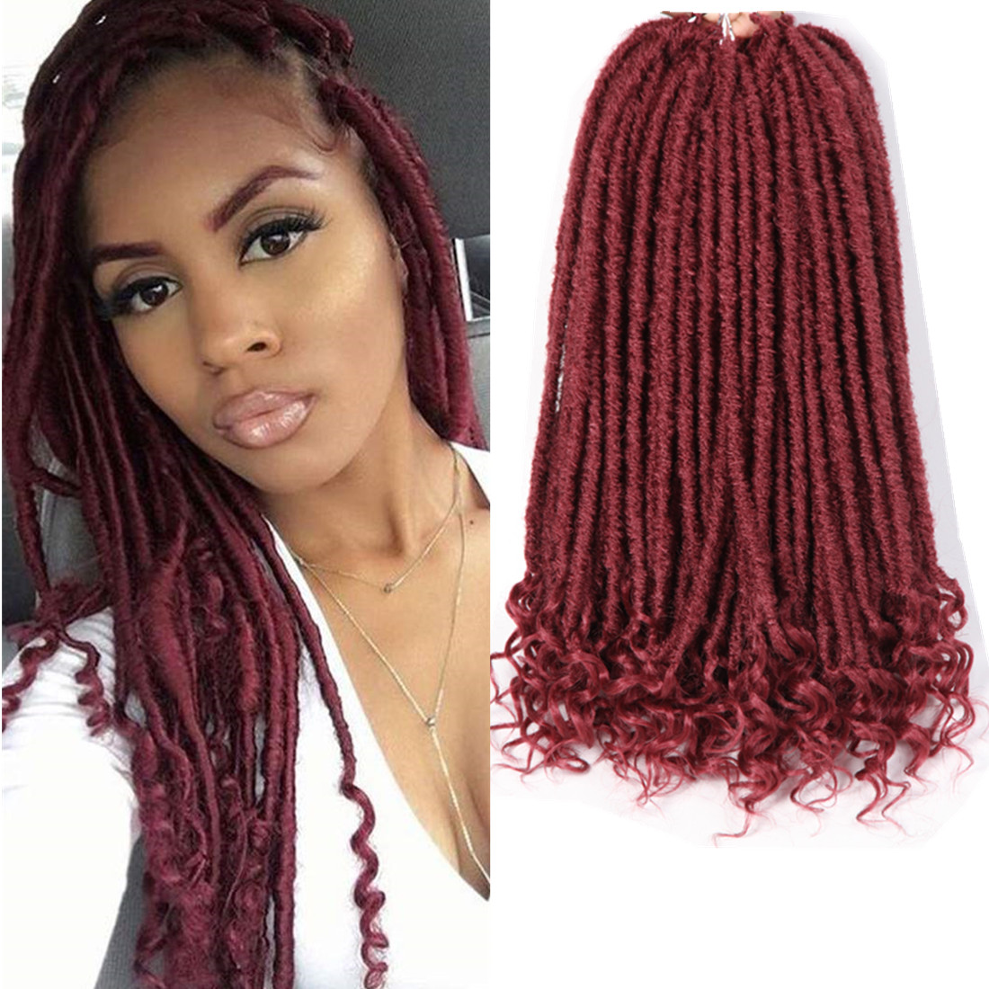 Faux Locs Crochet Braids Soft Natural Synthetic Hair Extension 24Stands/Pack Goddess Faux Locks Hair