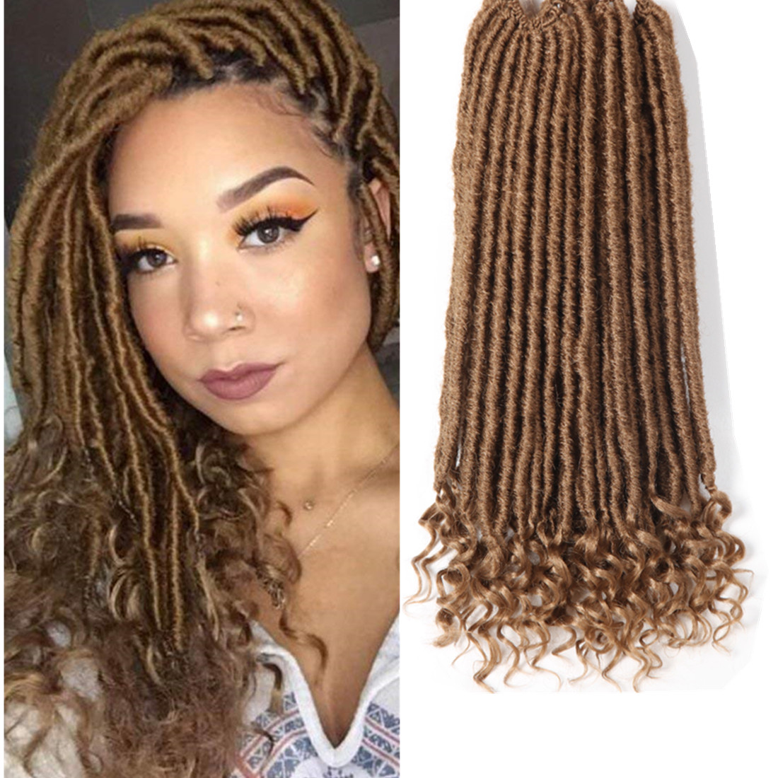 Faux Locs Crochet Braids Soft Natural Synthetic Hair Extension 24Stands/Pack Goddess Faux Locks Hair