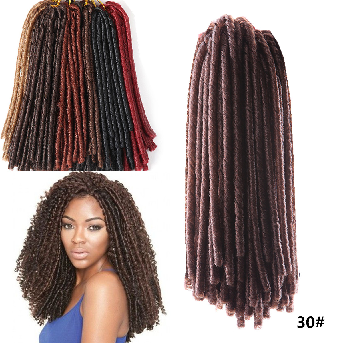 Soft Dreadlocks Crochet Braids 14 inches Synthetic Braiding Hair 30 Roots Crochet Hair Extensions