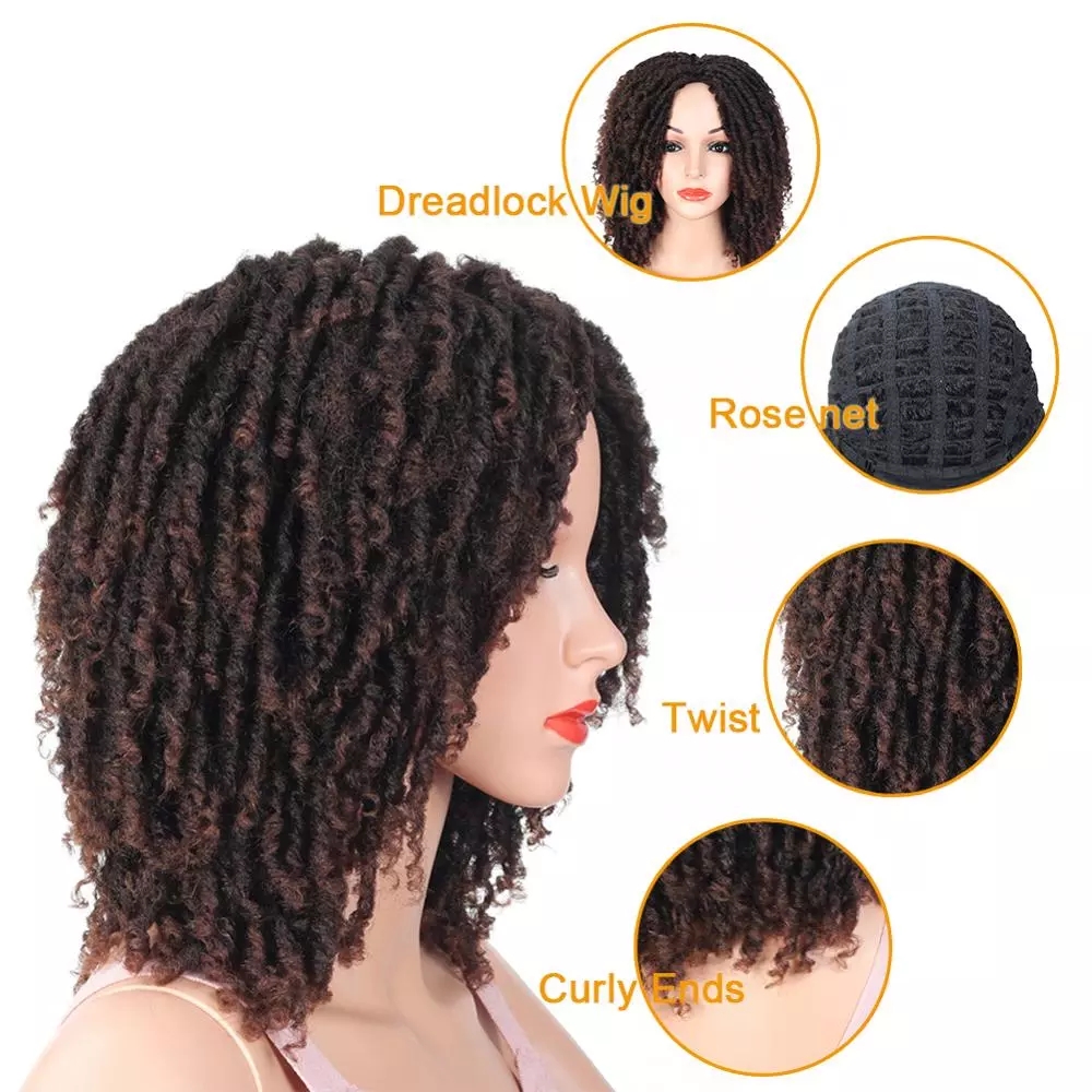 Dreadlock Wig Short Curly Synthetic Wigs Braided Twist Wig for Crochet Braids Wigs