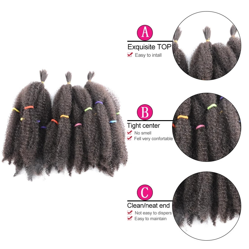 Afro Kinky Bulk Crochet Braids Extension Hair Pure Black Brown Heat Resistant Synthetic Kinky Twist