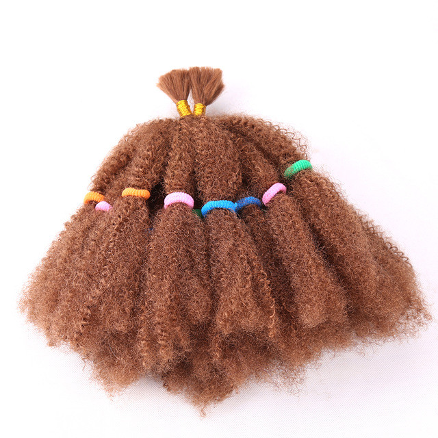 Afro Kinky Bulk Crochet Braids Extension Hair Pure Black Brown Heat Resistant Synthetic Kinky Twist