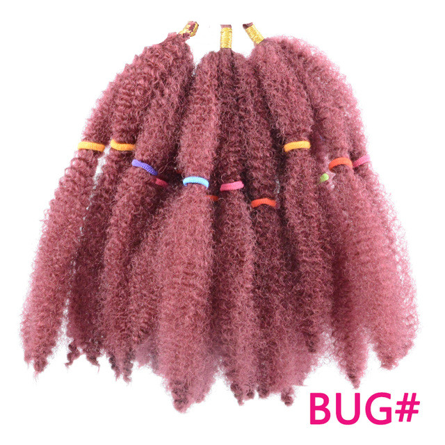Afro Kinky Bulk Crochet Braids Extension Hair Pure Black Brown Heat Resistant Synthetic Kinky Twist