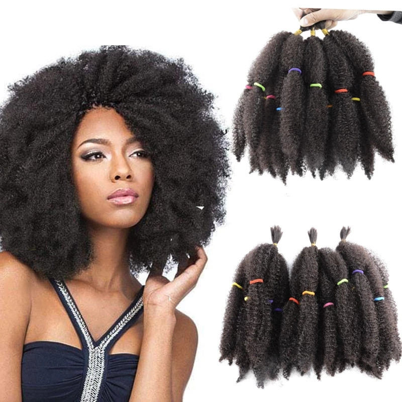 Afro Kinky Bulk Crochet Braids Extension Hair Pure Black Brown Heat Resistant Synthetic Kinky Twist
