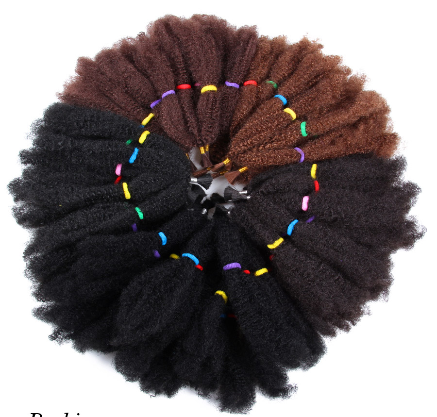 Afro Kinky Bulk Crochet Braids Extension Hair Pure Black Brown Heat Resistant Synthetic Kinky Twist