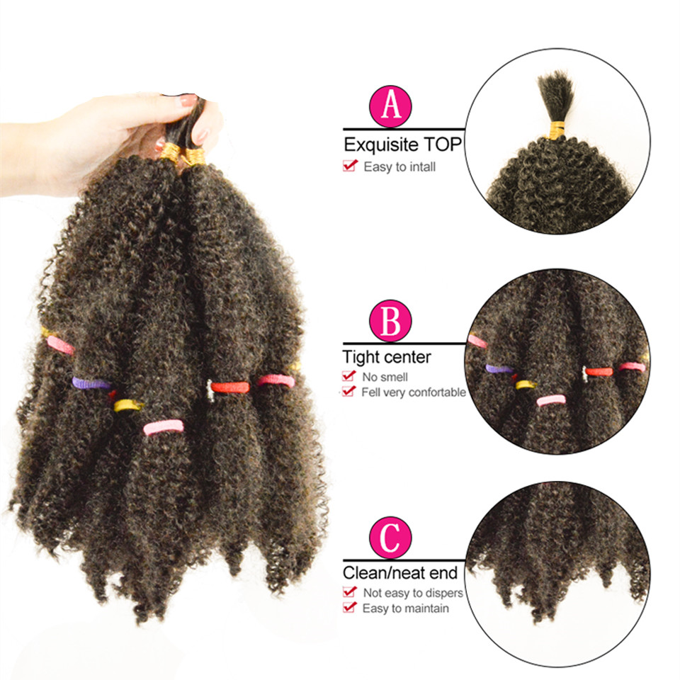 Afro Kinky Bulk Crochet Braids Extension Hair Pure Black Brown Heat Resistant Synthetic Kinky Twist