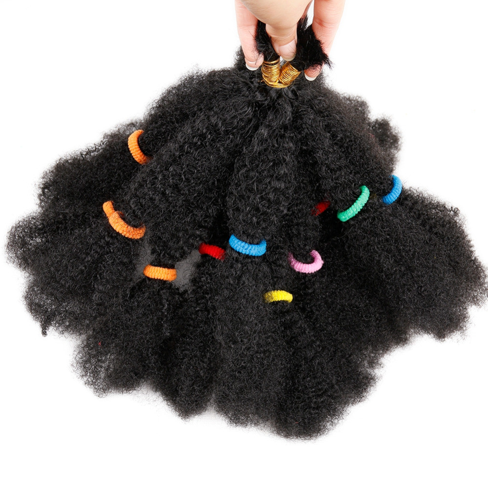 Afro Kinky Bulk Crochet Braids Extension Hair Pure Black Brown Heat Resistant Synthetic Kinky Twist