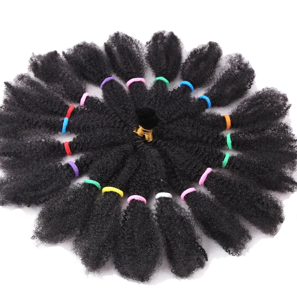 Afro Kinky Bulk Crochet Braids Extension Hair Pure Black Brown Heat Resistant Synthetic Kinky Twist