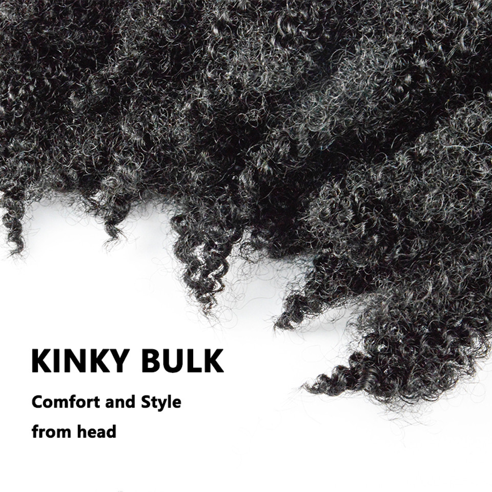 Afro Kinky Bulk Crochet Braids Extension Hair Pure Black Brown Heat Resistant Synthetic Kinky Twist
