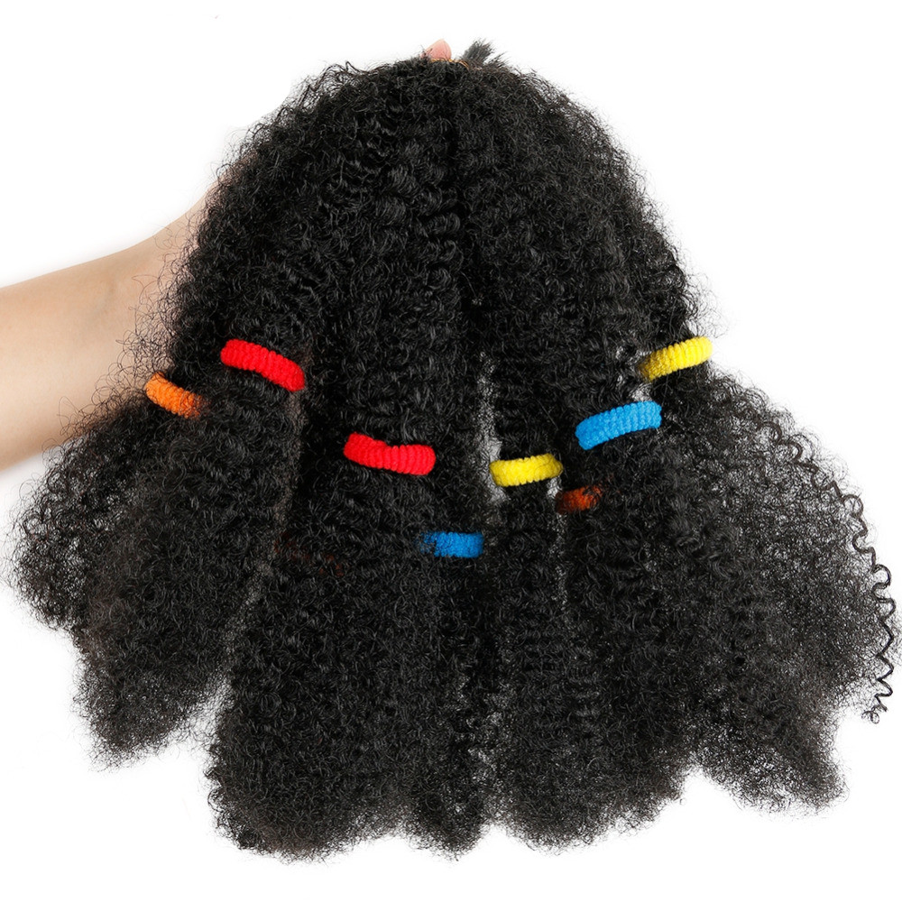 Afro Kinky Bulk Crochet Braids Extension Hair Pure Black Brown Heat Resistant Synthetic Kinky Twist