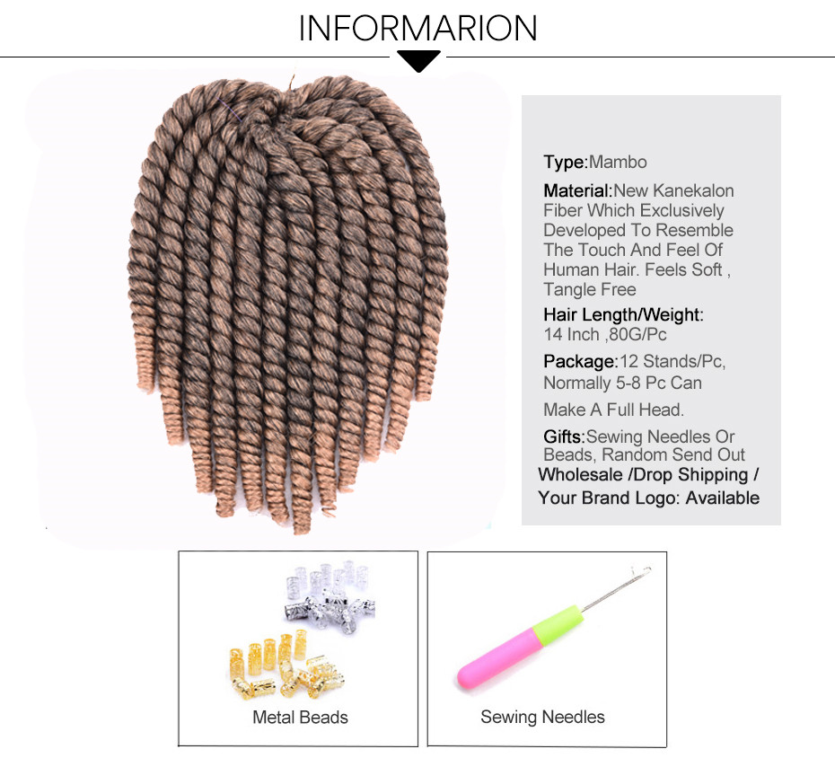 Havana Mambo Twist Crochet Hair Crochet  Synthetic Hair Extension For Braids Ombre Braiding Hair