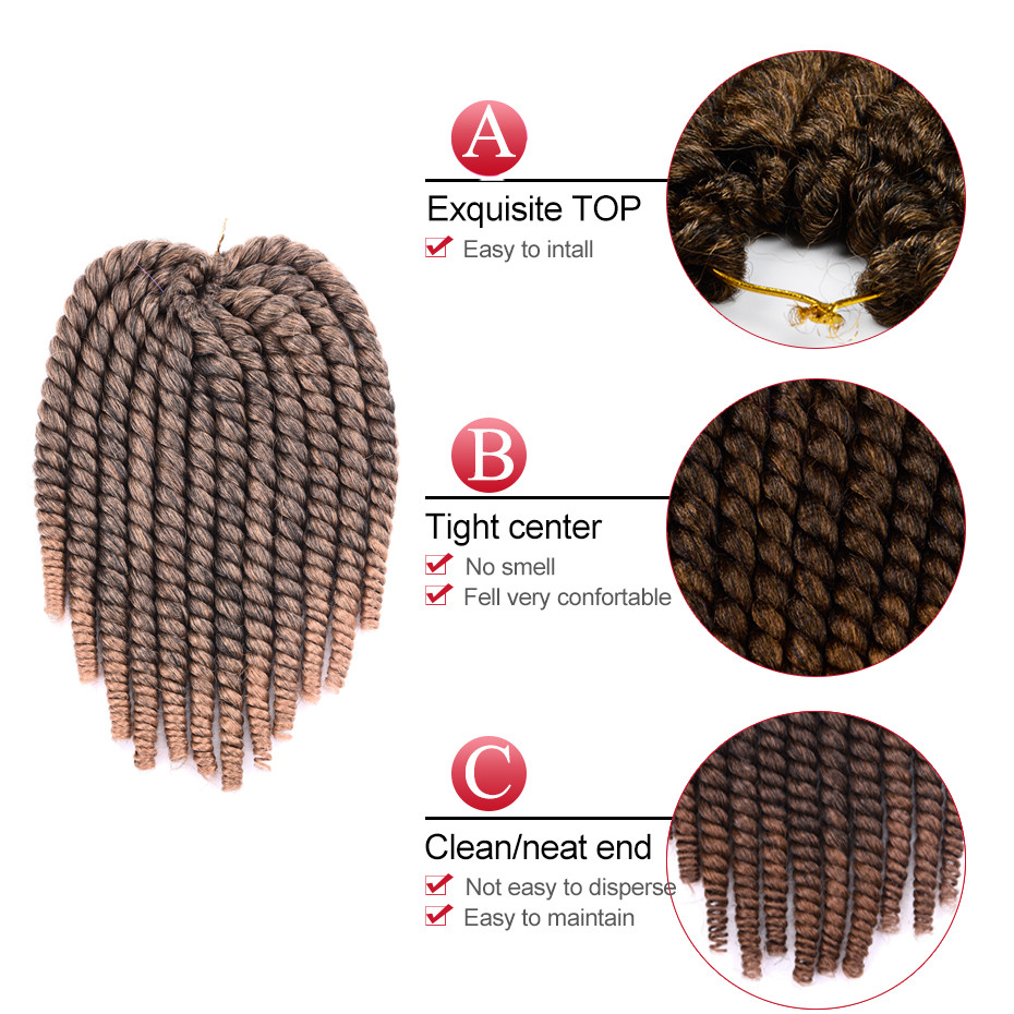 Havana Mambo Twist Crochet Hair Crochet  Synthetic Hair Extension For Braids Ombre Braiding Hair
