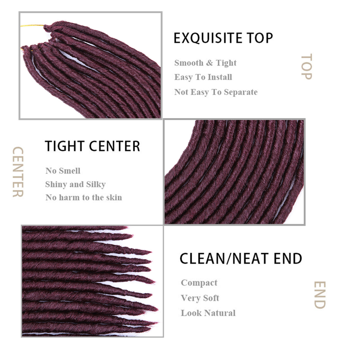 Faux Locs Crochet Hair Braiding Hair Extensions Soft Dreadlocks Crotchet Braids Synthetic Hair