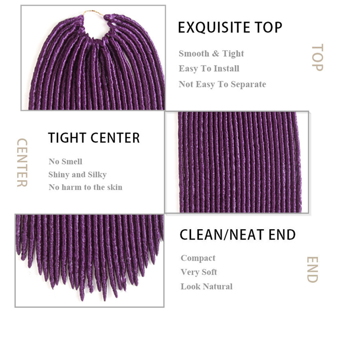 Faux Locs Crochet Hair Braiding Hair Extensions Soft Dreadlocks Crotchet Braids Synthetic Hair
