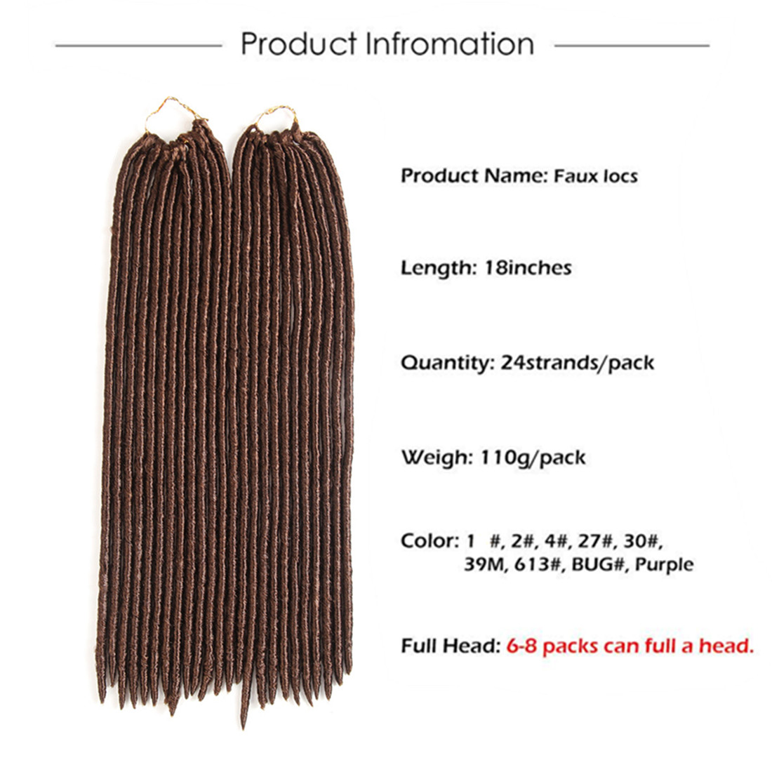 Faux Locs Crochet Hair Braiding Hair Extensions Soft Dreadlocks Crotchet Braids Synthetic Hair