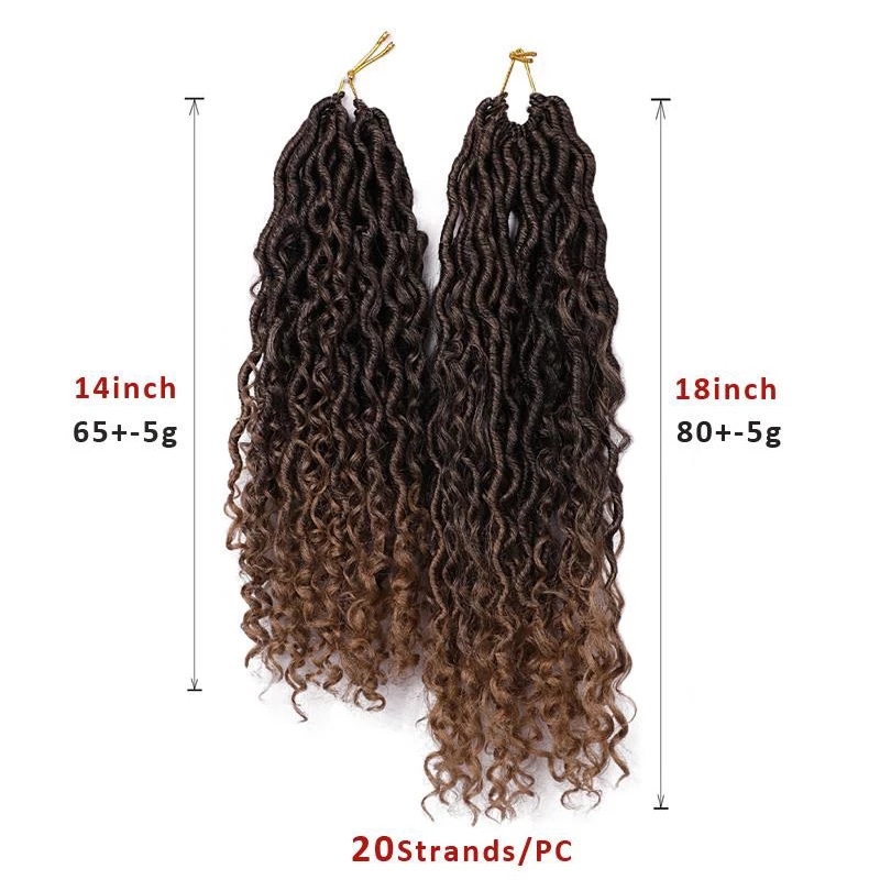 Synthetic Crochet Hair Passion Twist River Goddess Braiding Hair Extension Faux Locs With Curly Hair