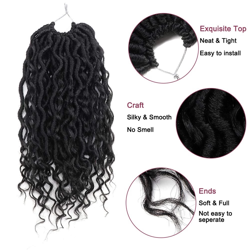 Synthetic Crochet Hair Passion Twist River Goddess Braiding Hair Extension Faux Locs With Curly Hair