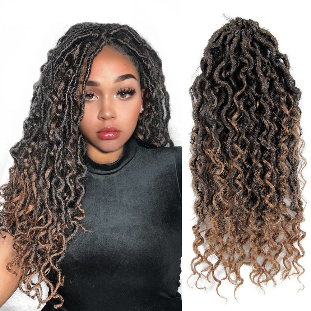 Synthetic Crochet Hair Passion Twist River Goddess Braiding Hair Extension Faux Locs With Curly Hair