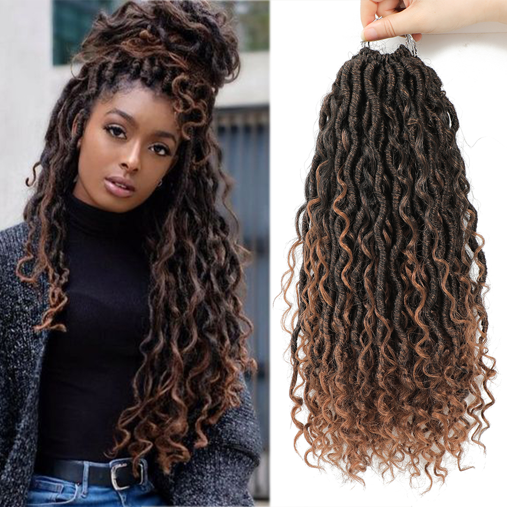 Synthetic Crochet Hair Passion Twist River Goddess Braiding Hair Extension Faux Locs With Curly Hair