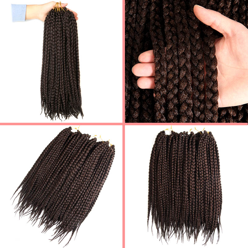Crochet Box Braids Synthetic Hair 12 Roots Pure Colors Crochet Braiding Hair Extensions