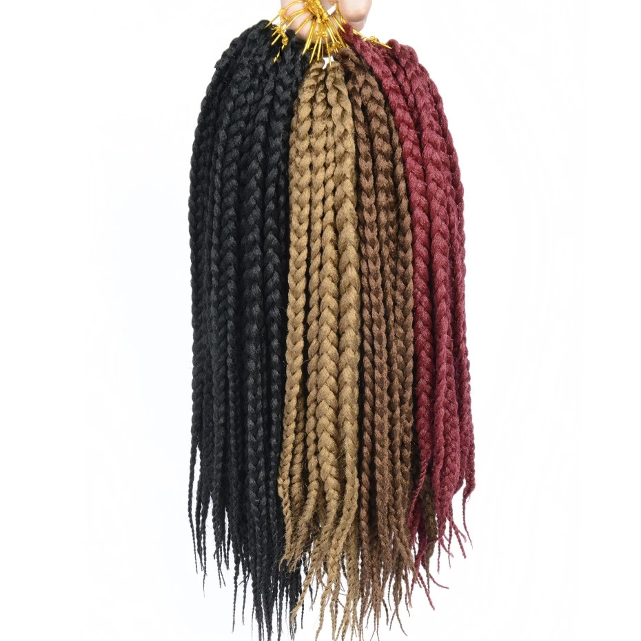 Crochet Box Braids Synthetic Hair 12 Roots Pure Colors Crochet Braiding Hair Extensions