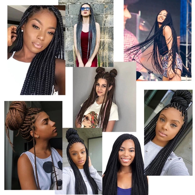Crochet Box Braids Synthetic Hair 12 Roots Pure Colors Crochet Braiding Hair Extensions