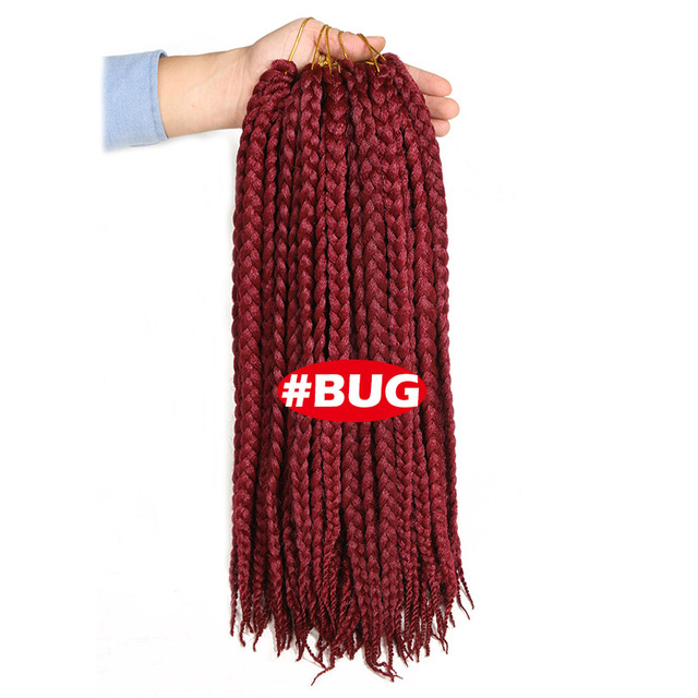 Crochet Box Braids Synthetic Hair 12 Roots Pure Colors Crochet Braiding Hair Extensions